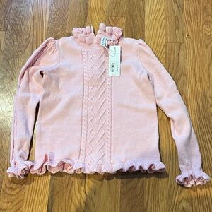 Janie and Jack Light Pink Ruffled Turtleneck Sweater